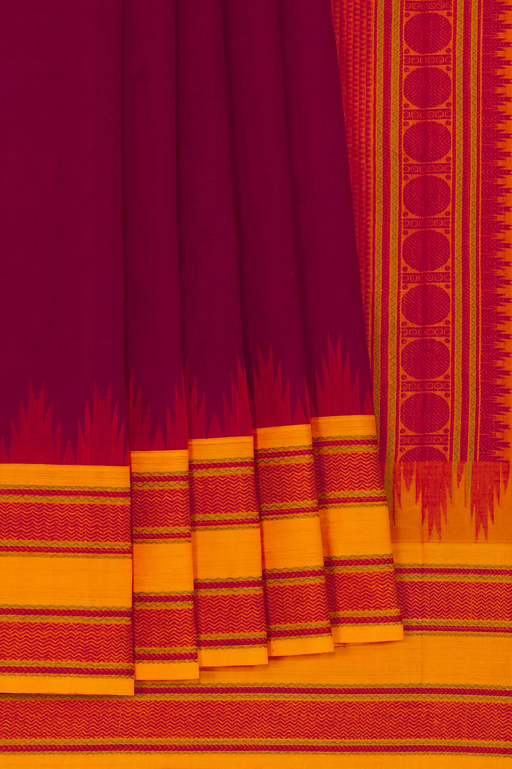 Image of Kanchipuram Cotton Plum-Pink Saree